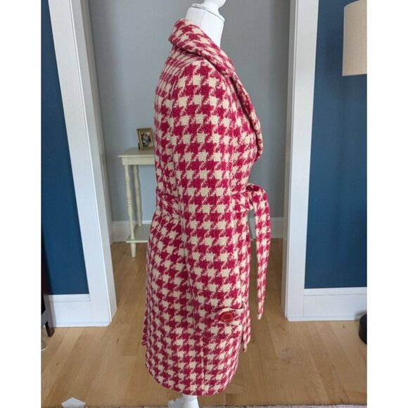 DIA Wool Alpaca Hot Pink Large Hounds Tooth Fitted Coat Size Small - Picture 6 of 15